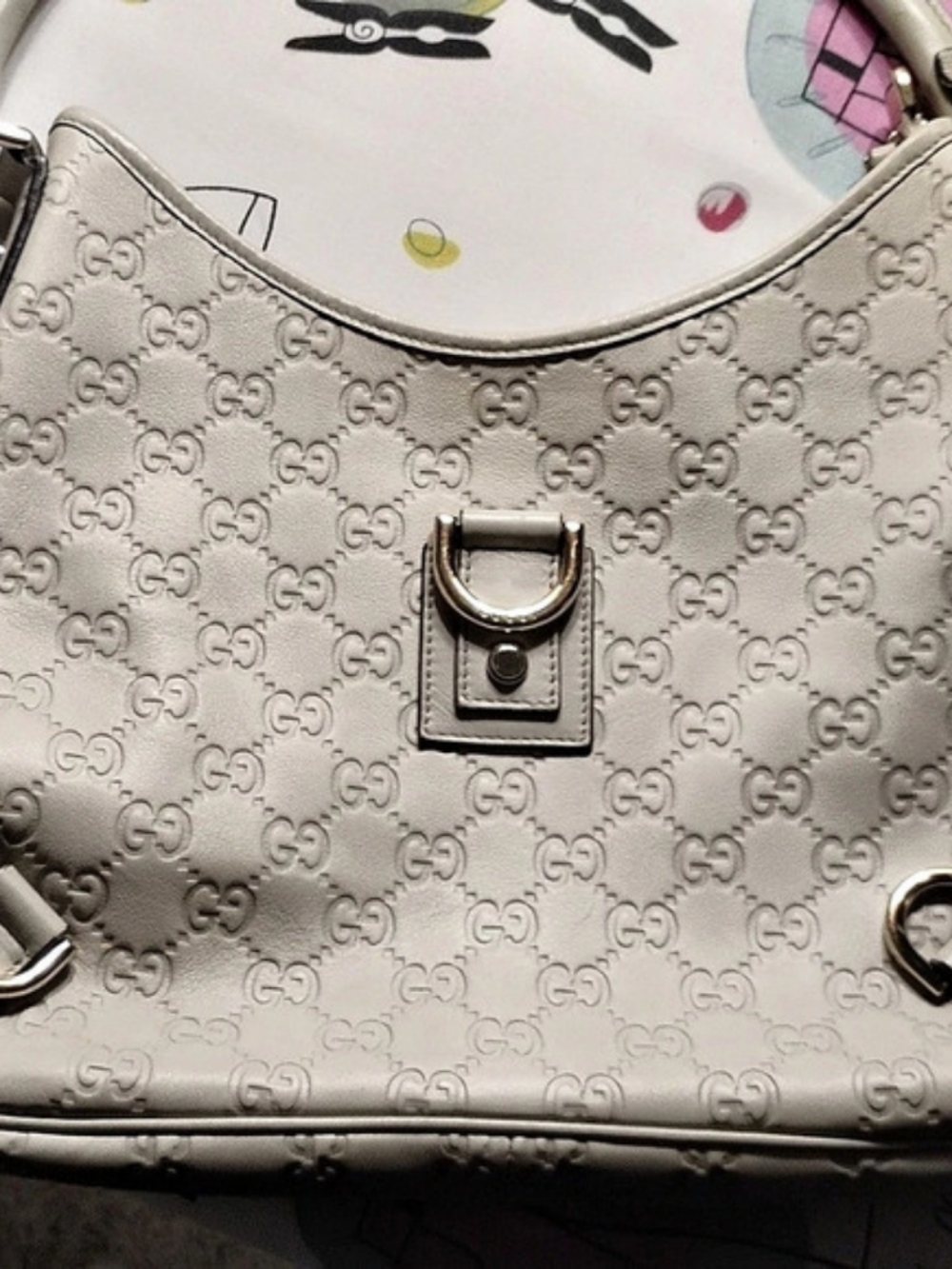 Gucci Guccissima D-Ring Hobo Bag Shoulder Bag in White